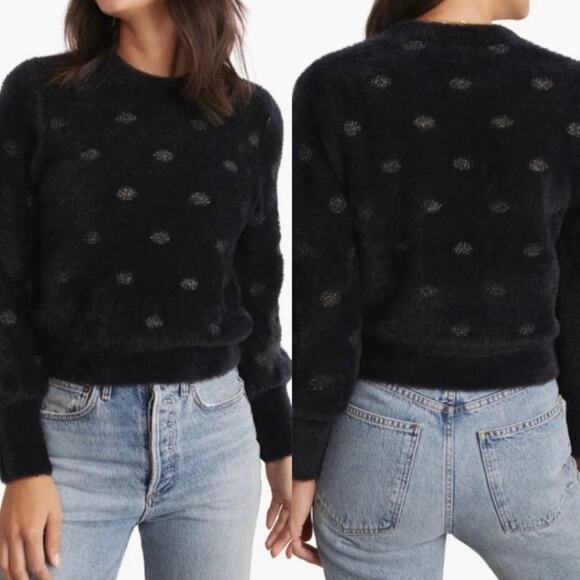 Marine Layer Sweater Womens Small Black Metallic Arielle Crewneck Funfetti - Picture 1 of 12